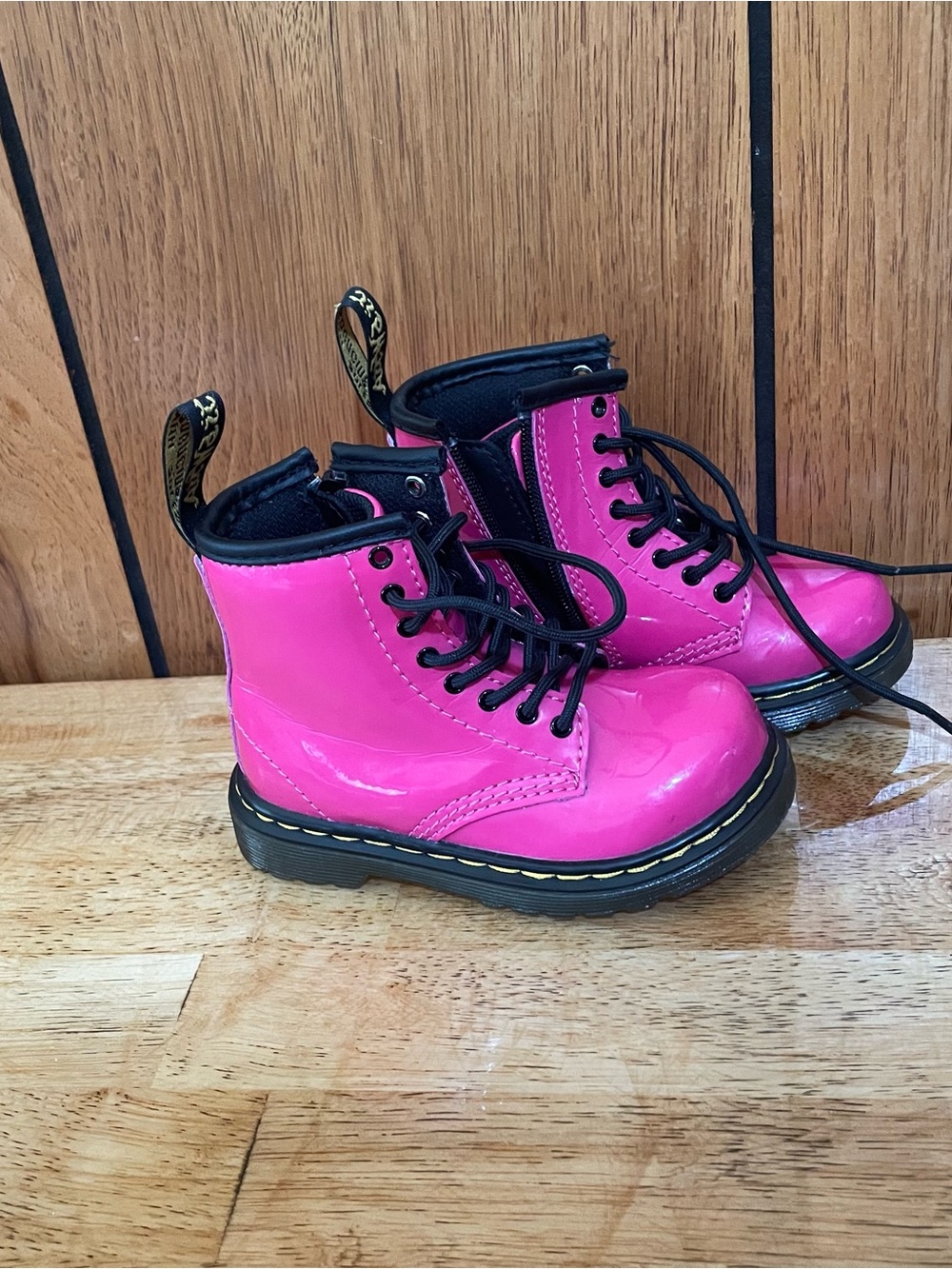 Dr. Martens Black with Bright Pink Trim Ankle Boot